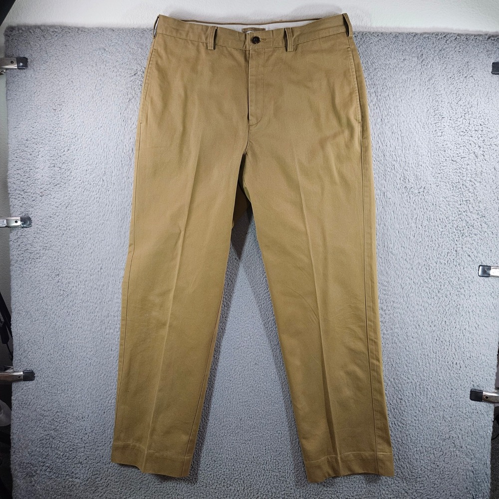 Orvis Sporting Traditions Mens Khaki Chino Pants Tan Cotton 35x32 Flat Front